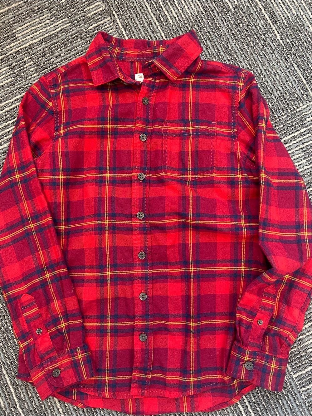 Cat & Jack Red and Yellow Plaid Button-Down Shirt